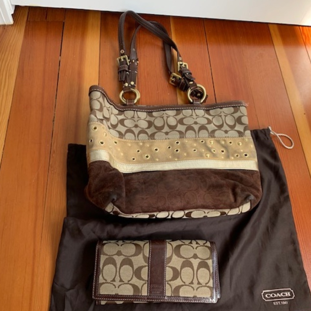 Coach Purse with Matching Wallet and Duster Bag